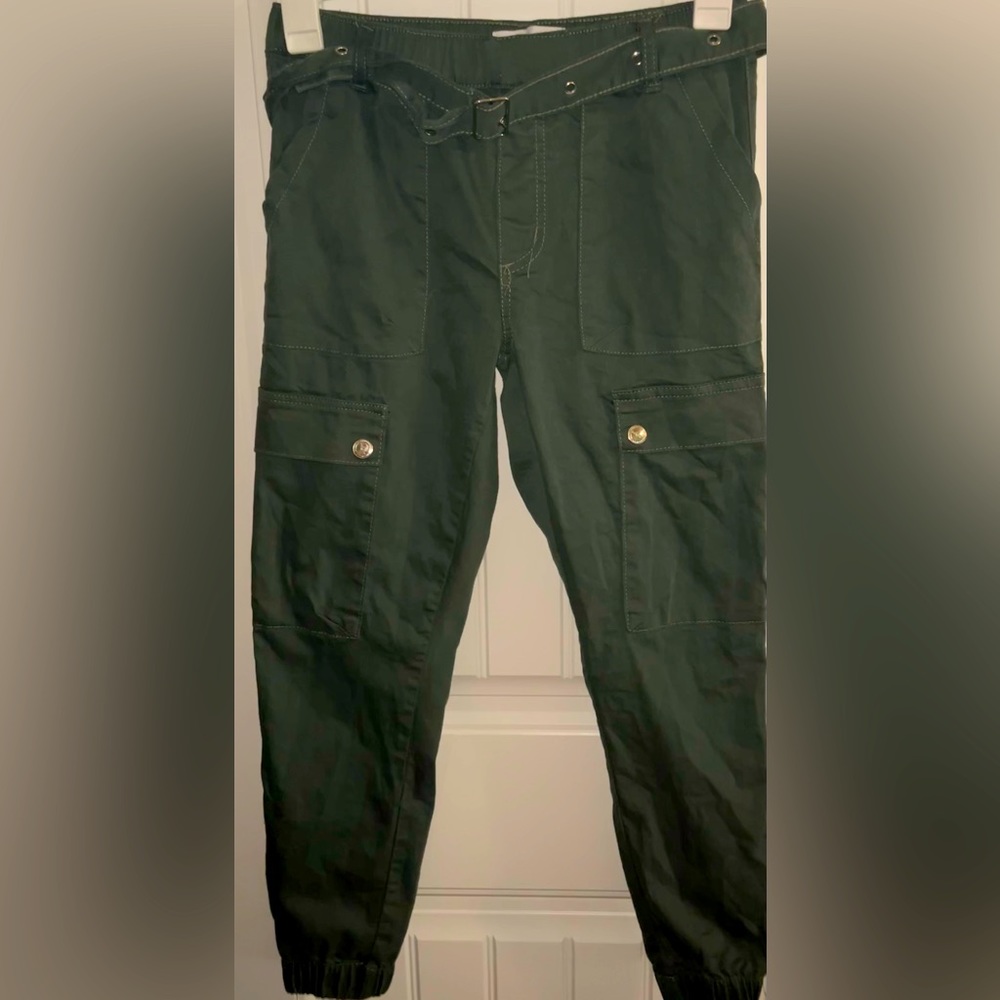Olive green girls pant size L low stretch